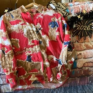 Rodeo Wild West Shirts Women’s Long Sleeve Button | Sz Large